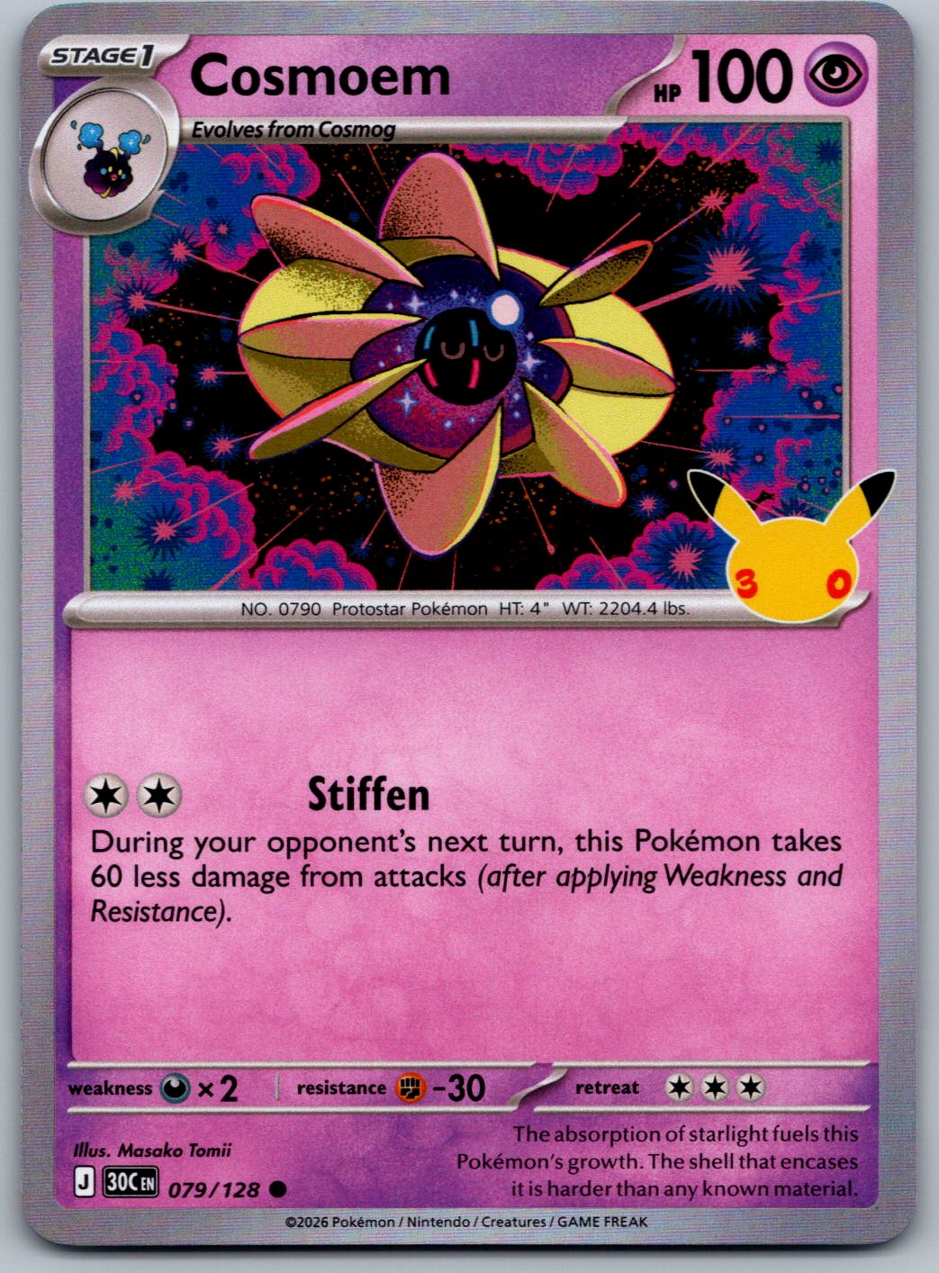 Cosmoem 079/128 ME: 30th Celebration Pokemon Holo