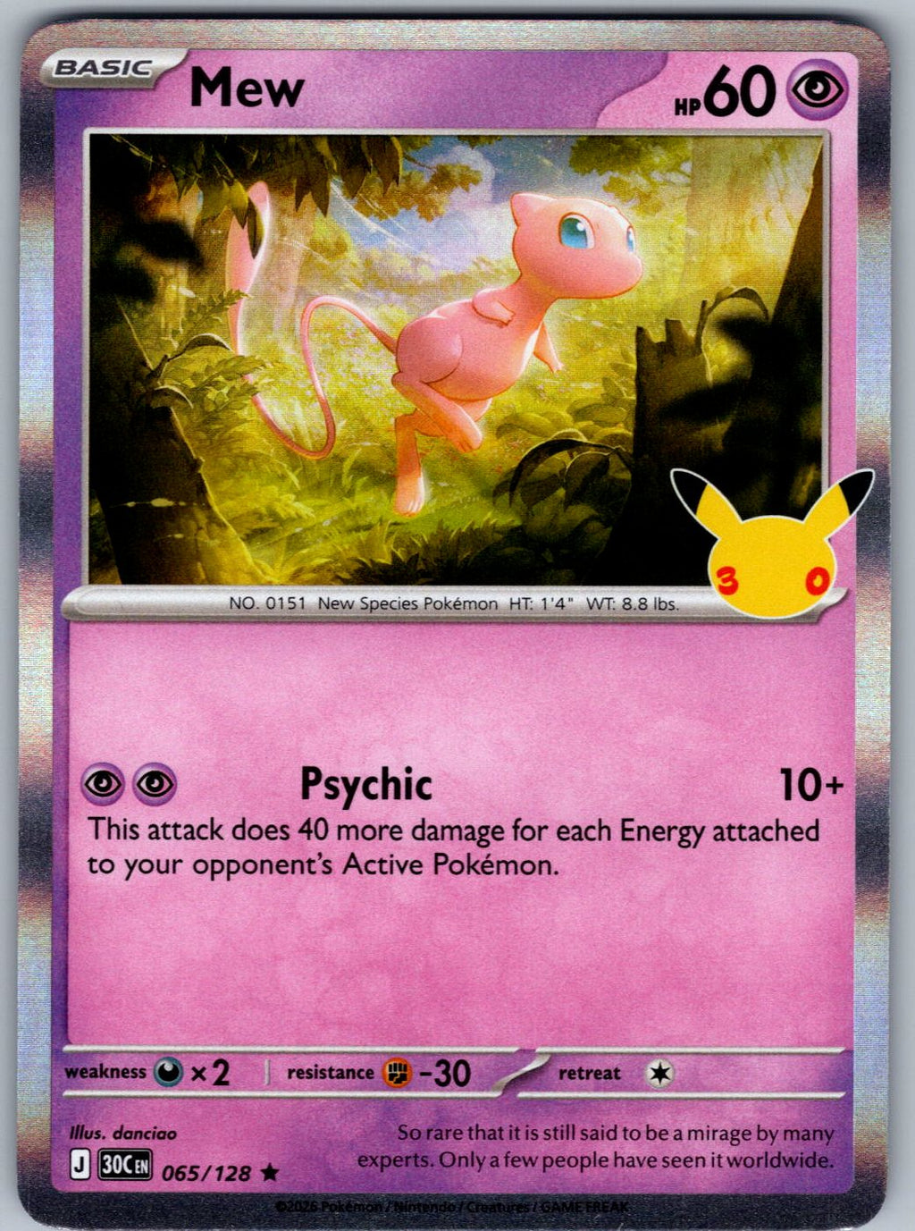 Mew 065/128 ME: 30th Celebration Pokemon Holo