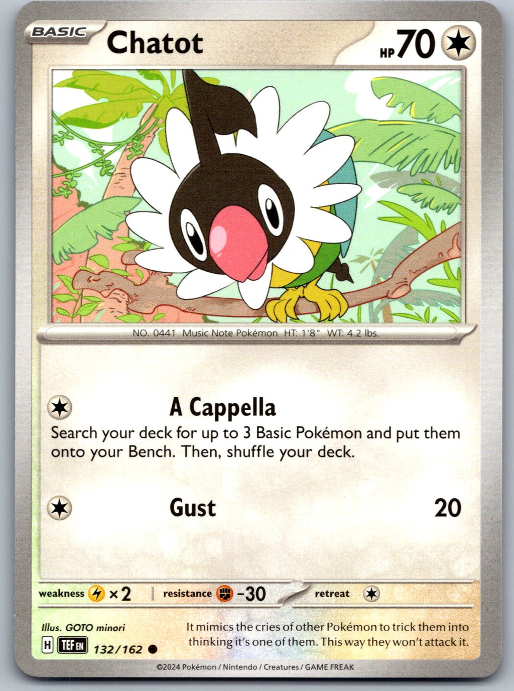 Chatot 132/162 Temporal Forces Pokemon