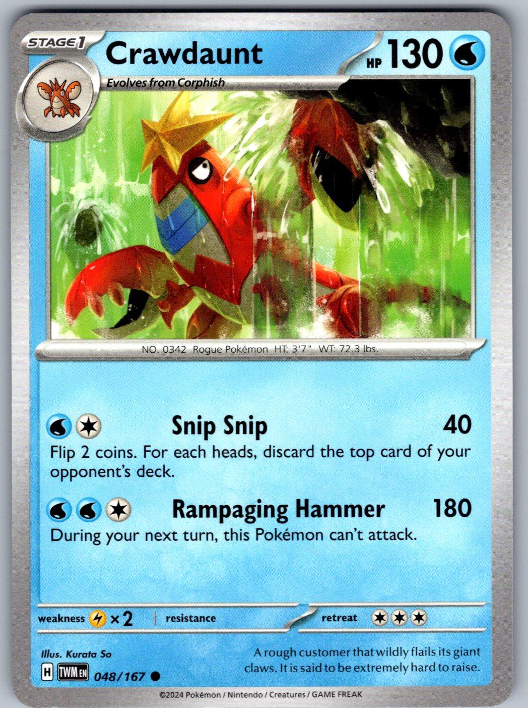 Crawdaunt 048/167 Twilight Masquerade Pokemon