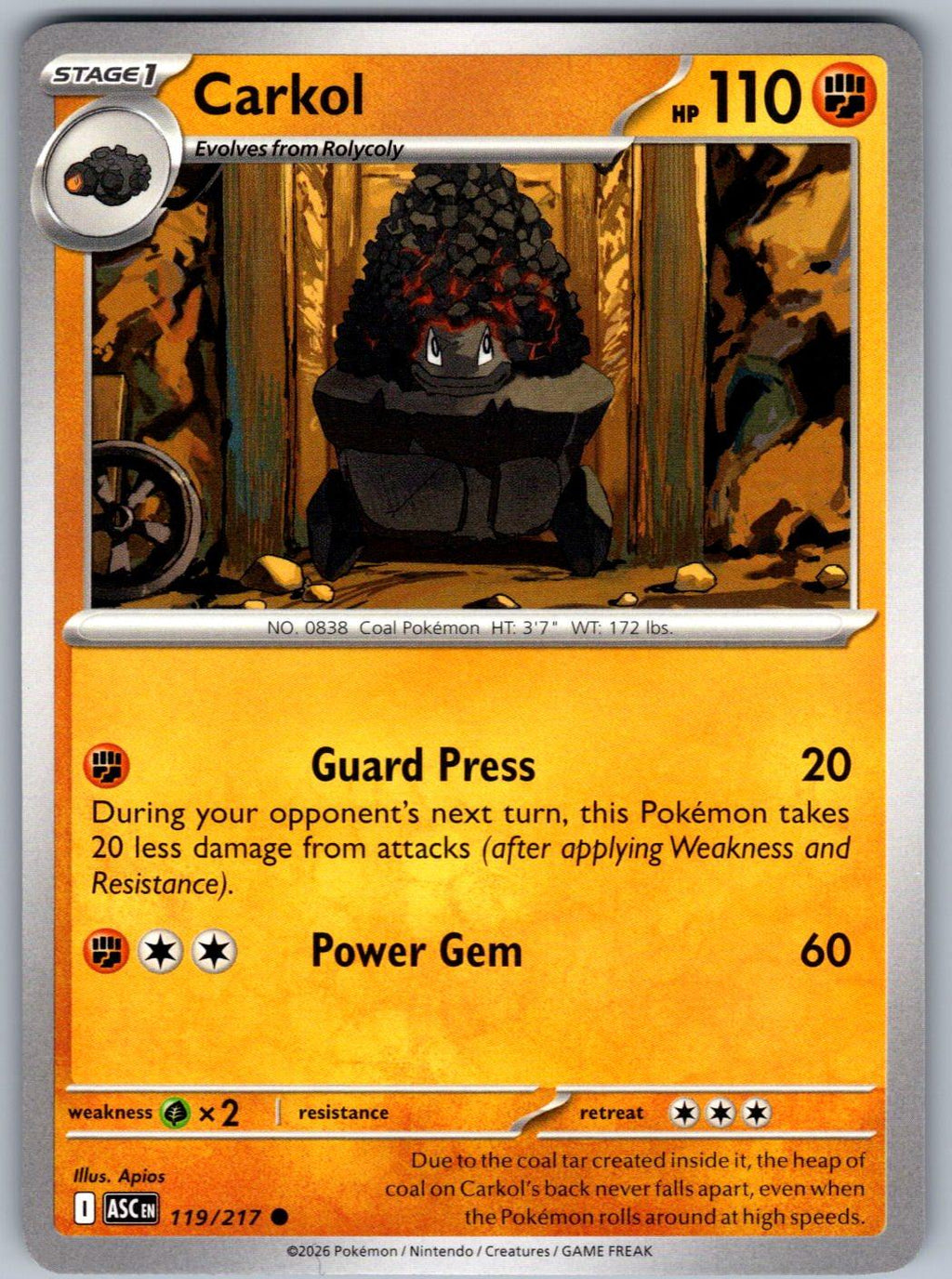 Carkol 119/217 Ascended Heroes Pokemon