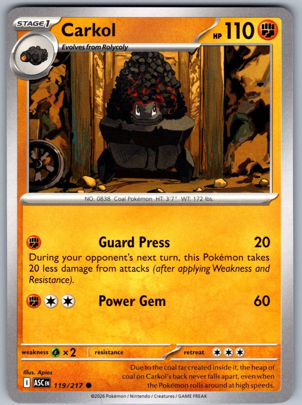 Carkol 119/217 Ascended Heroes Pokemon