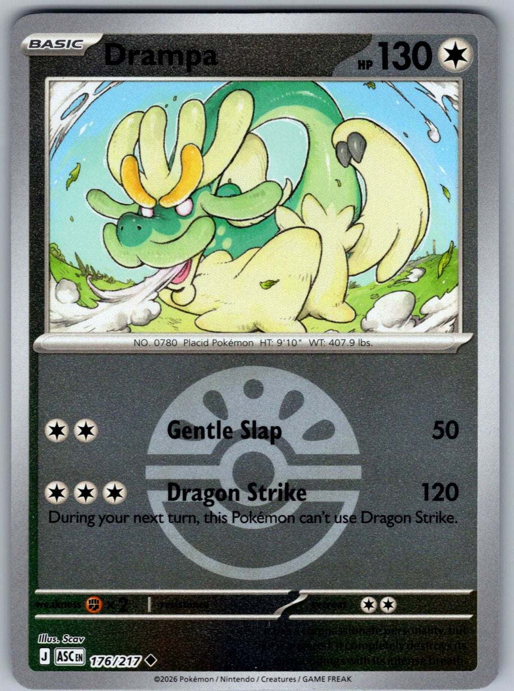 Drampa (Friend Ball) 176/217 Ascended Heroes Pokemon Reverse Holo