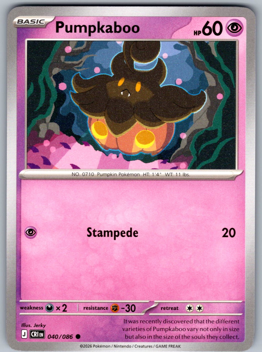 Pumpkaboo 040/086 Chaos Rising Pokemon