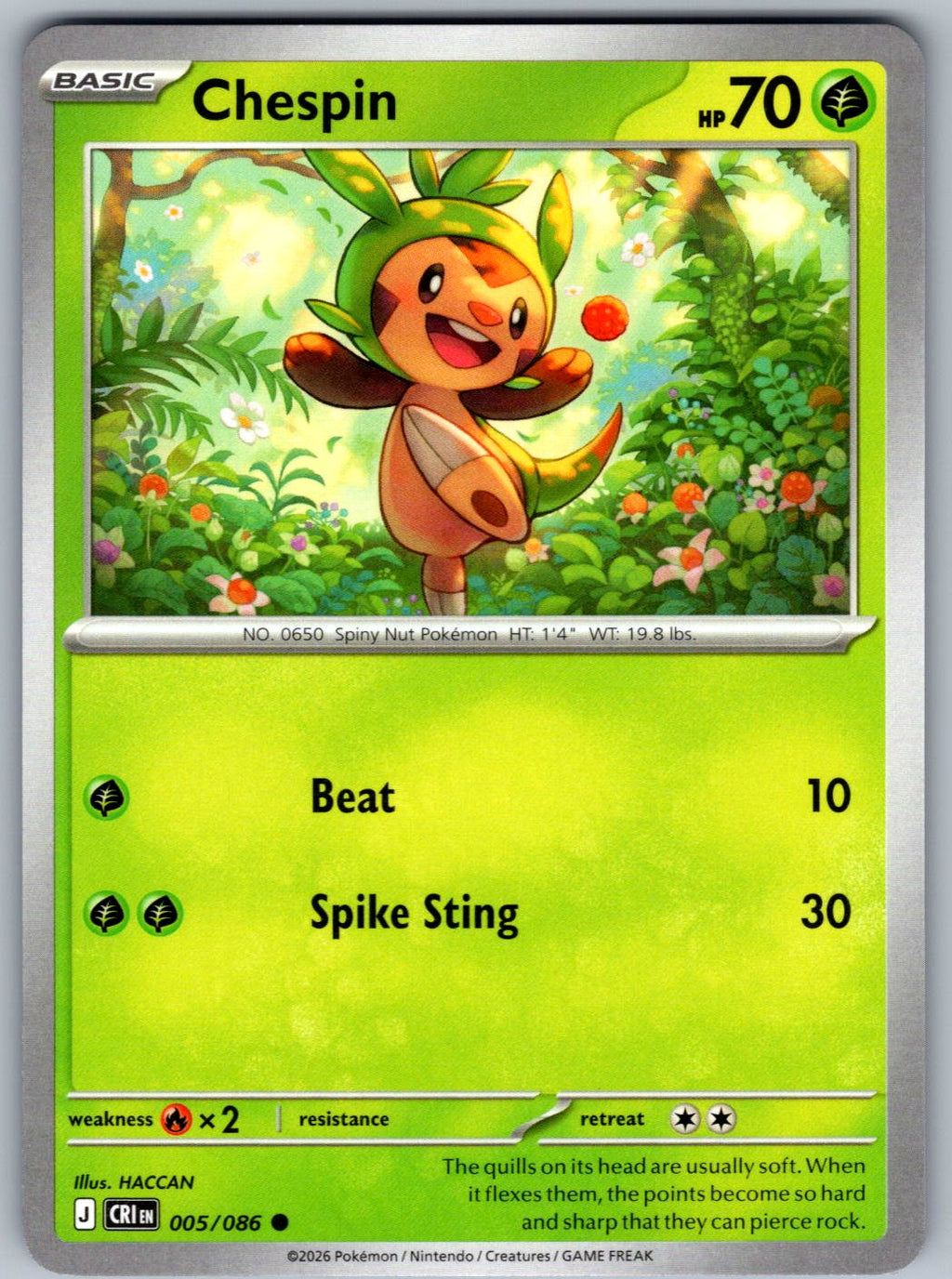 Chespin 005/086 Chaos Rising Pokemon