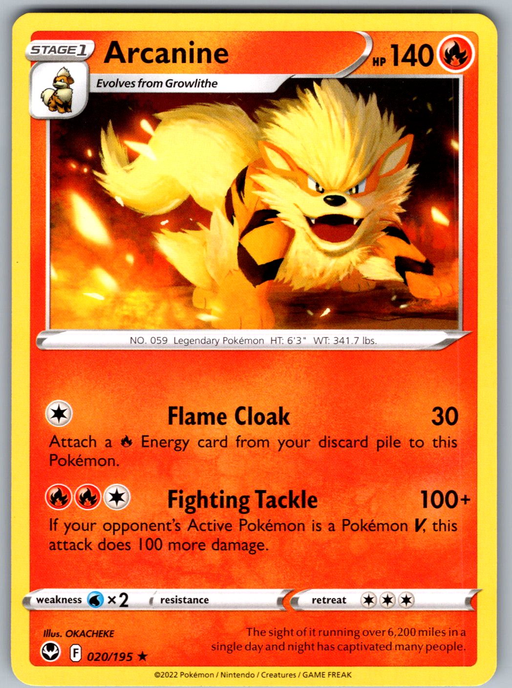 Arcanine 020/195 Silver Tempest Pokemon