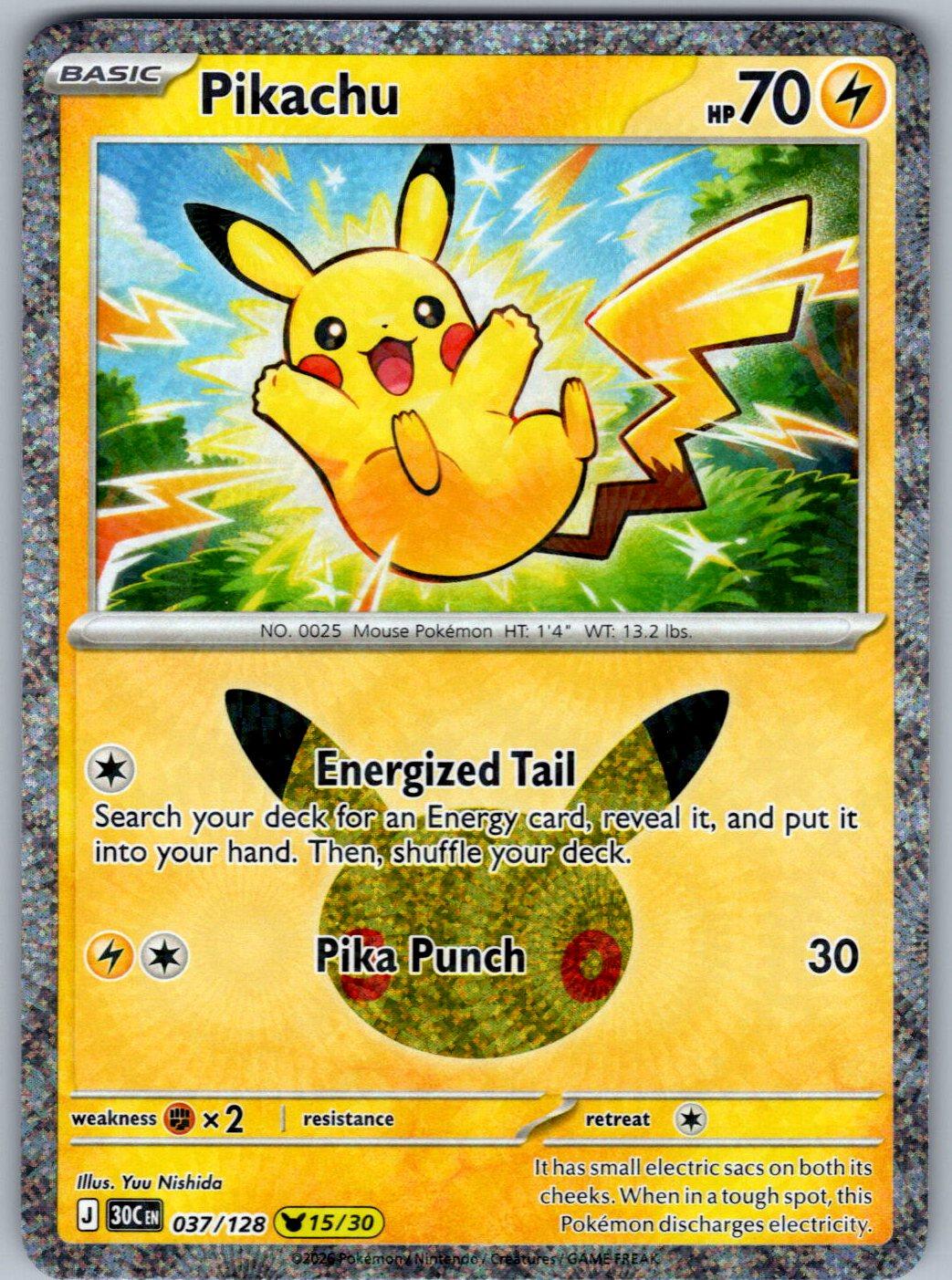 Pikachu 037/128 ME: 30th Celebration Pokemon Holo