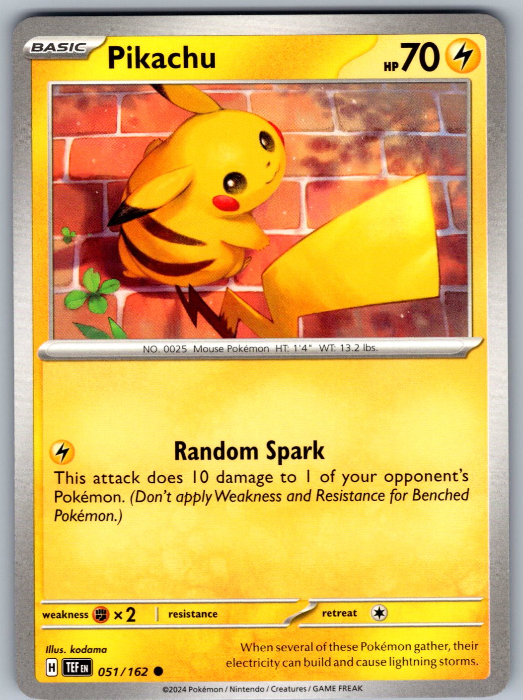 Pikachu 051/162 Temporal Forces Pokemon