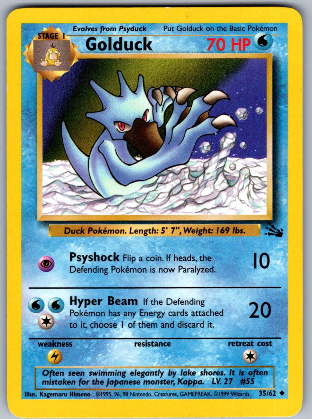 Golduck 35/62 Fossil Pokemon Unlimited