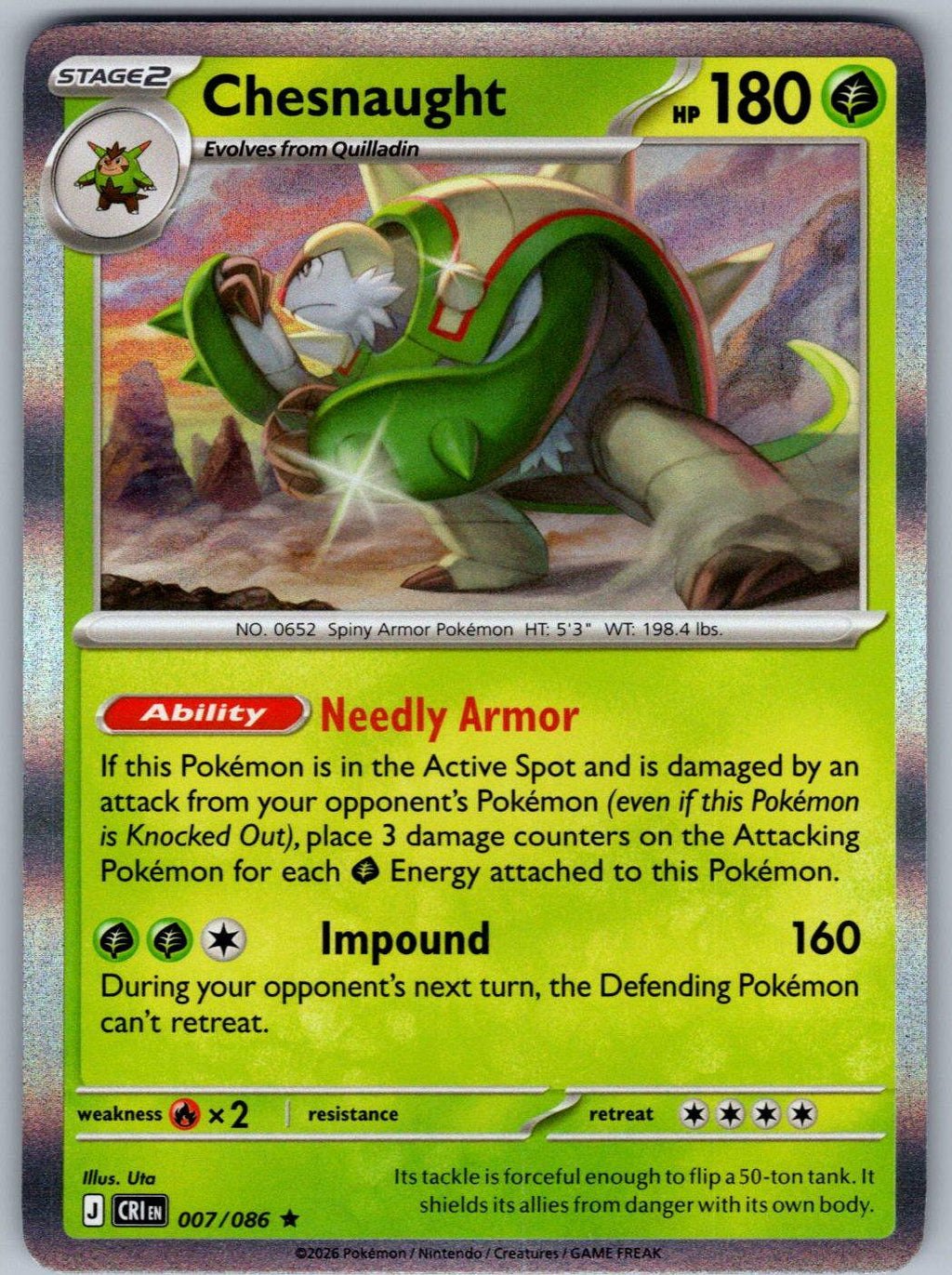 Chesnaught 007/086 Chaos Rising Pokemon Holo