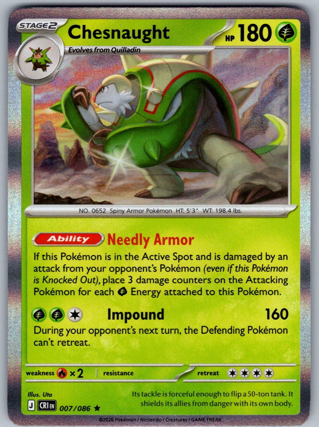 Chesnaught 007/086 Chaos Rising Pokemon Holo