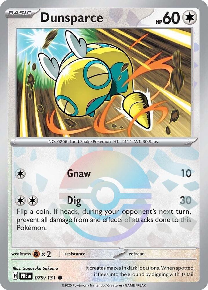 Dunsparce (Poke Ball Pattern) 079/131 Prismatic Evolutions Pokemon Holo