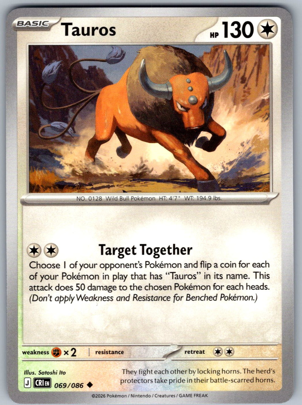 Tauros 069/086 Chaos Rising Pokemon