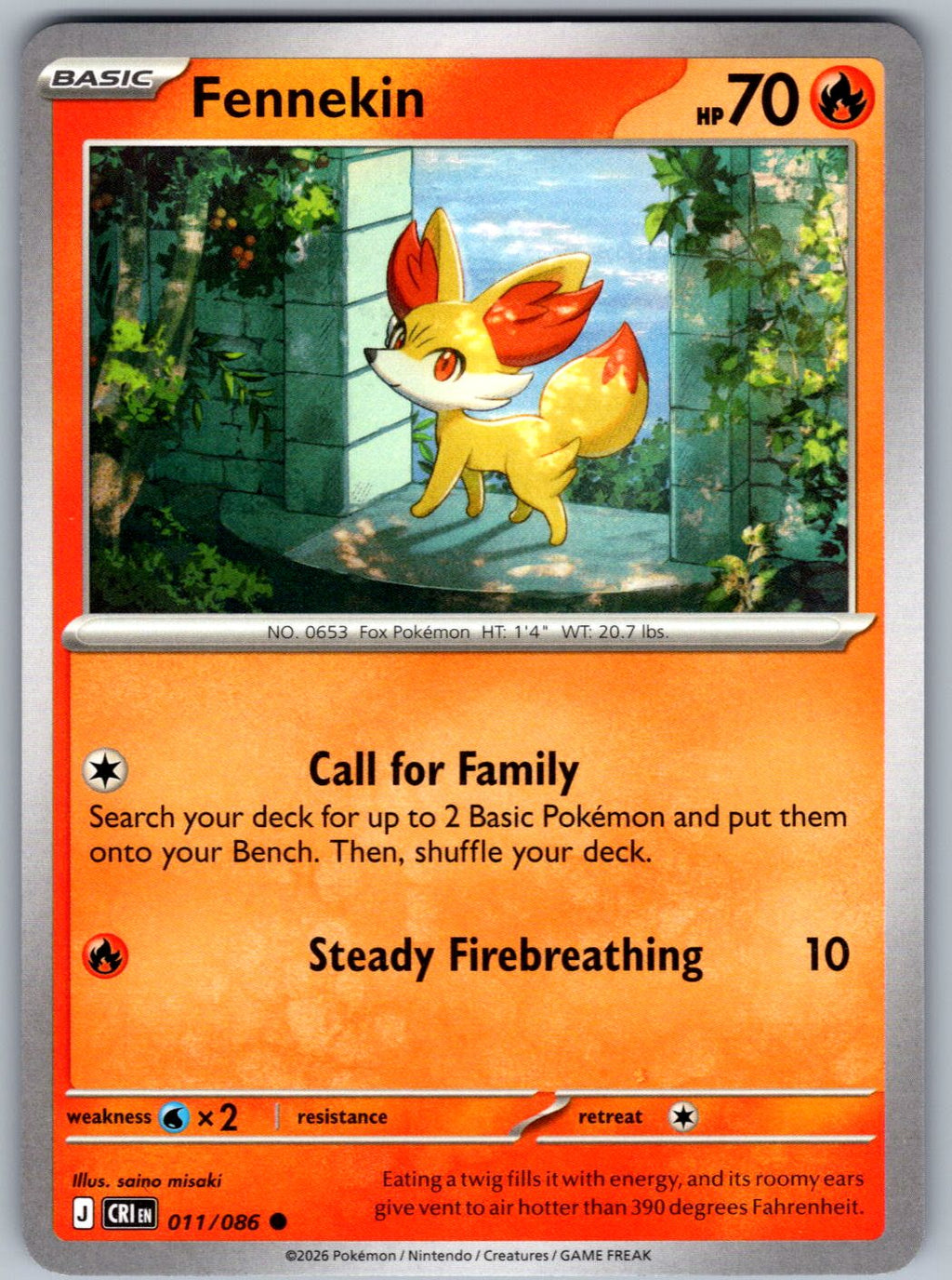 Fennekin 011/086 Chaos Rising Pokemon