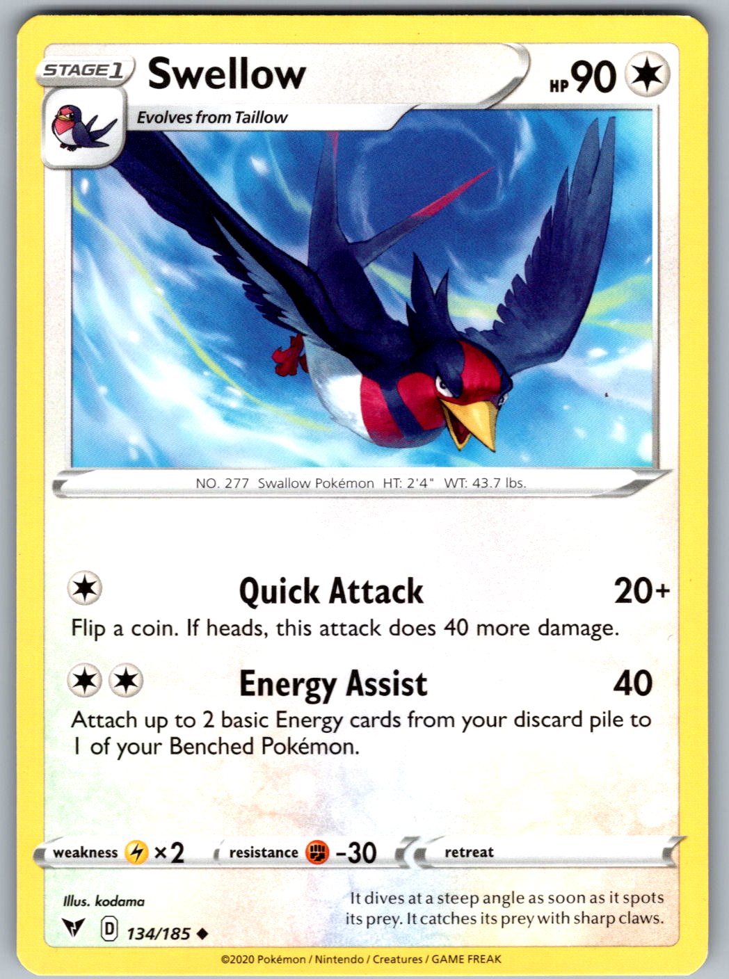 Swellow 134/185 Vivid Voltage Pokemon