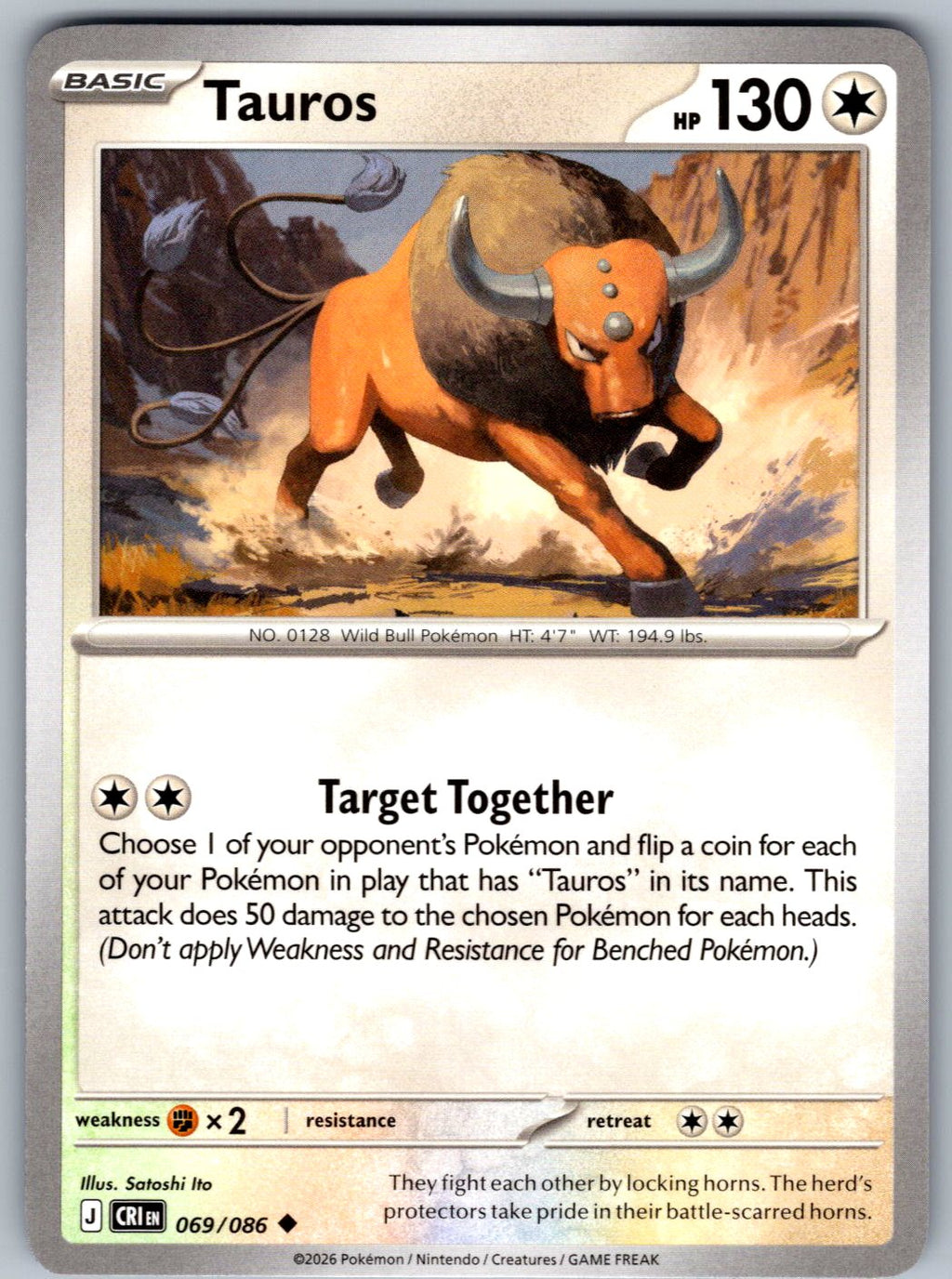 Tauros 069/086 Chaos Rising Pokemon