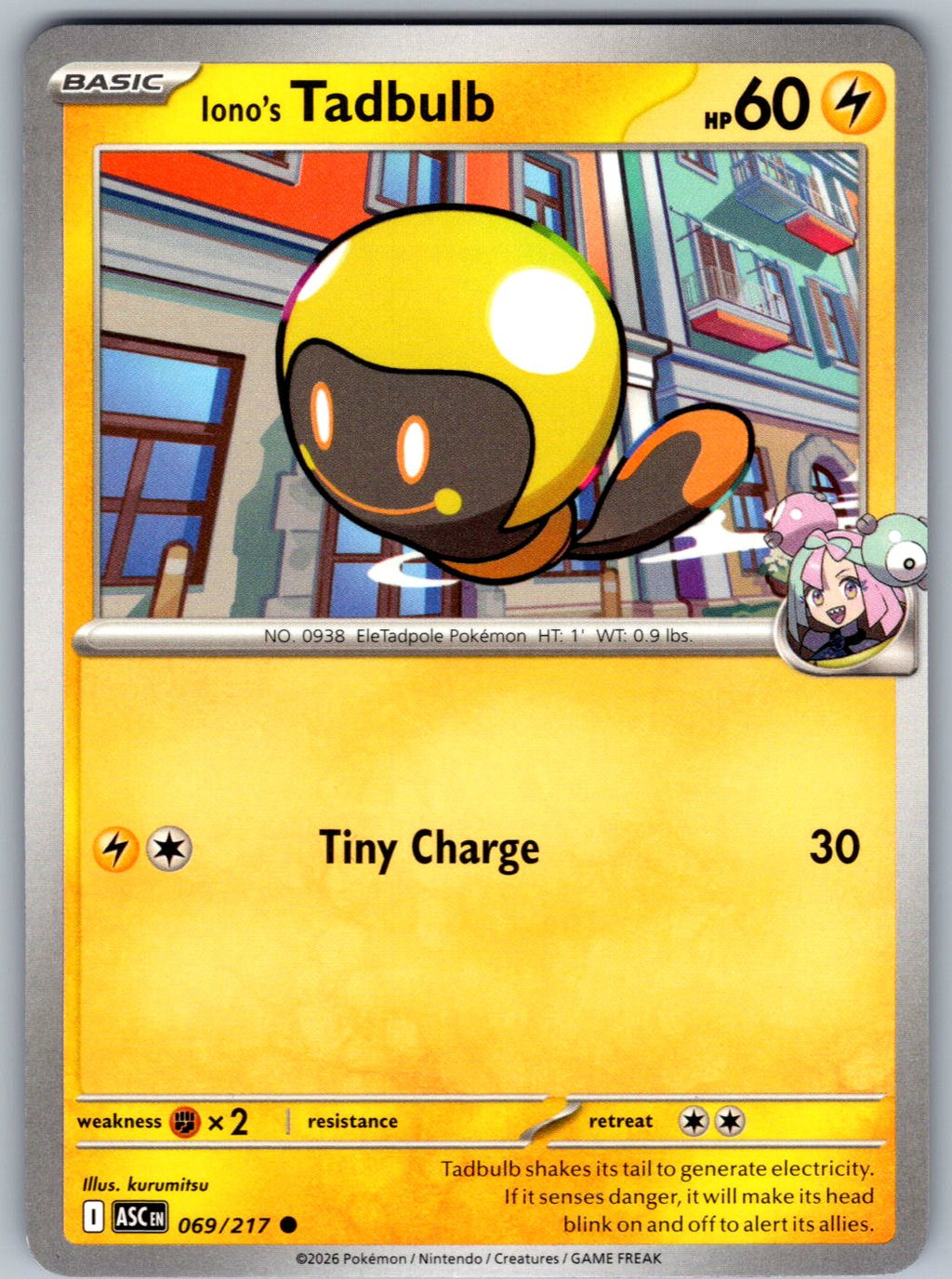 Iono's Tadbulb 069/217 Ascended Heroes Pokemon