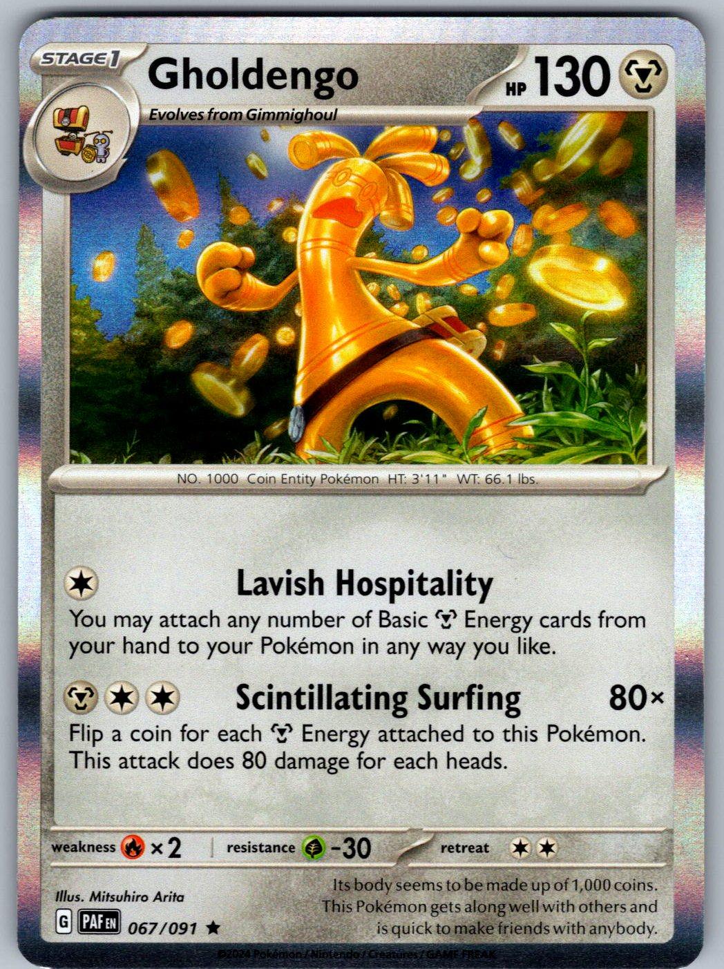 Gholdengo 067/091 Paldean Fates Pokemon Holo