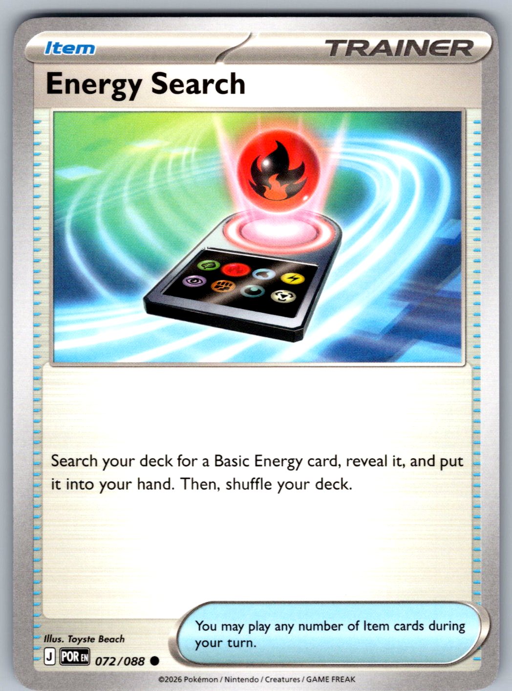 Energy Search 072/088 Perfect Order Pokemon