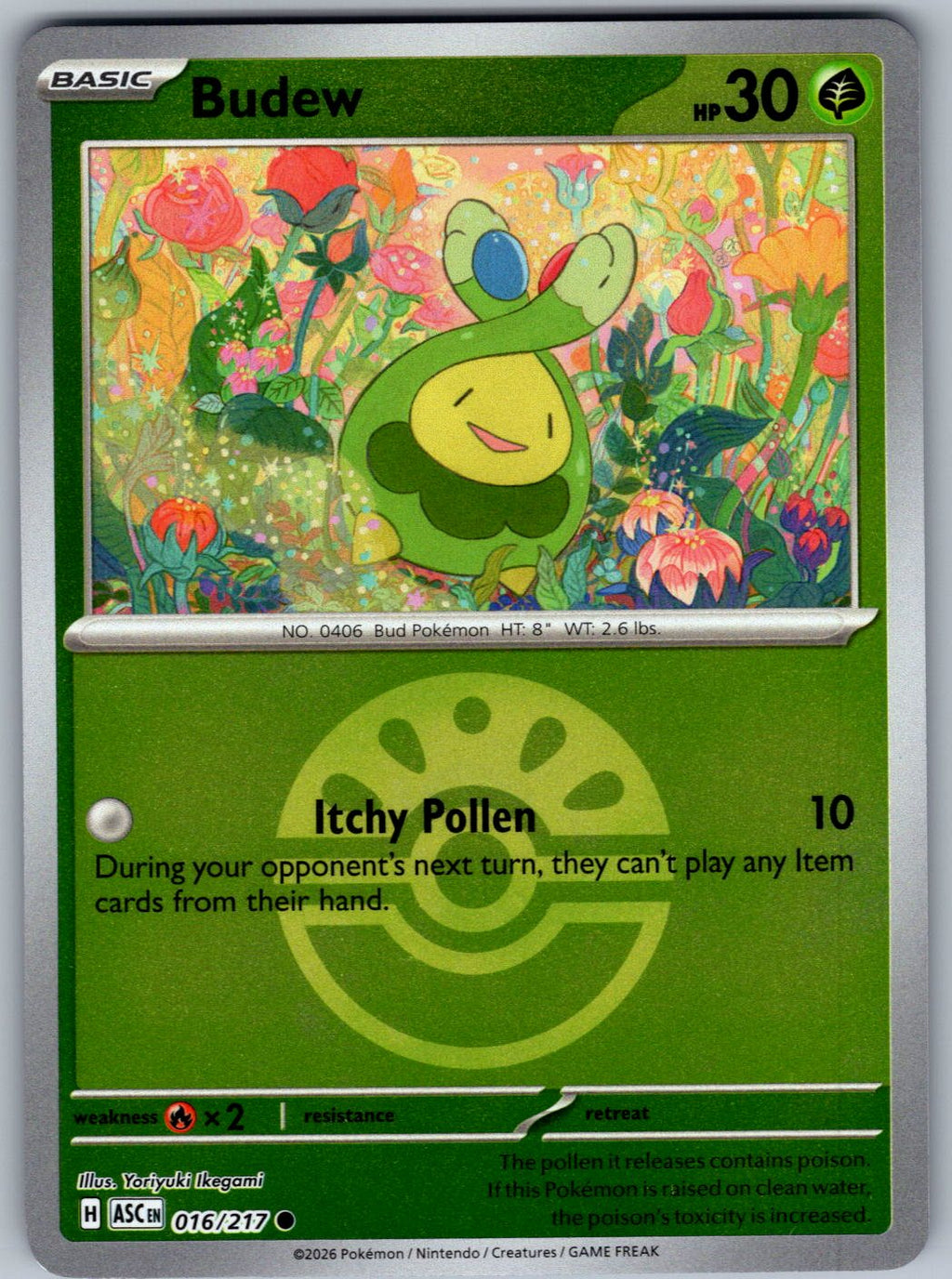 Budew (Friend Ball) 016/217 Ascended Heroes Pokemon Reverse Holo
