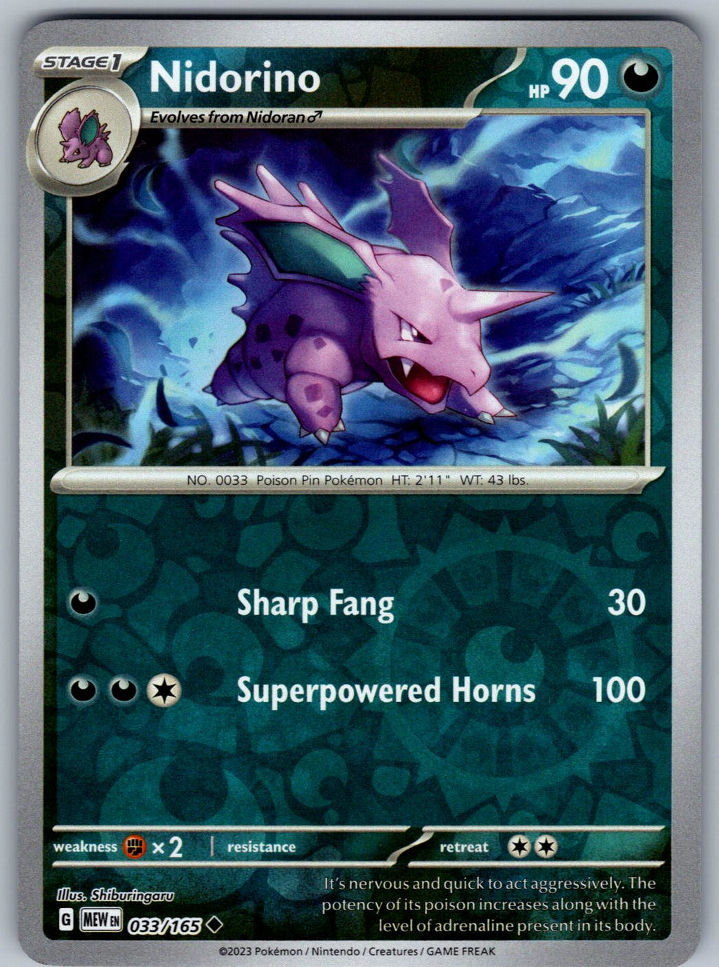 Nidorino 033/165 151 Pokemon