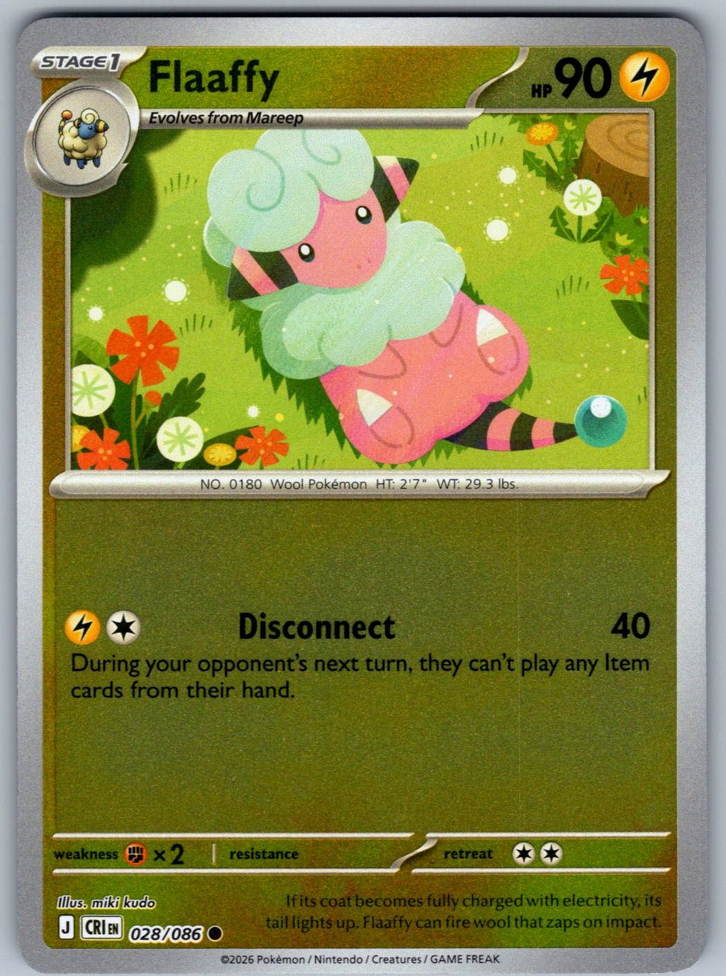 Flaaffy 028/086 Chaos Rising Pokemon Reverse Holo