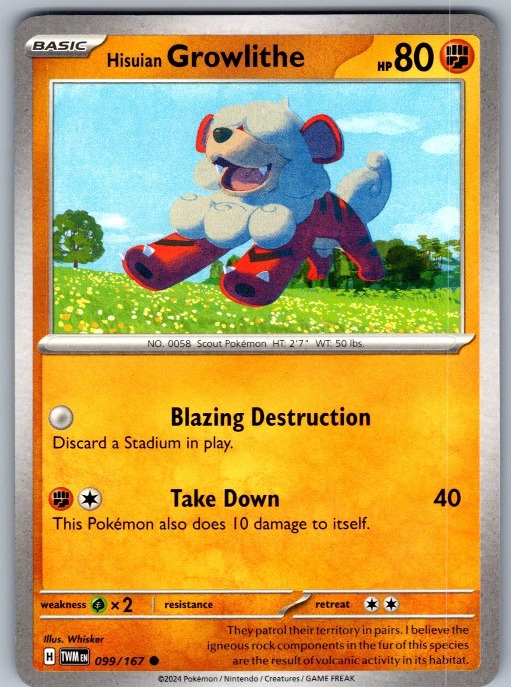 Hisuian Growlithe 099/167 Twilight Masquerade Pokemon