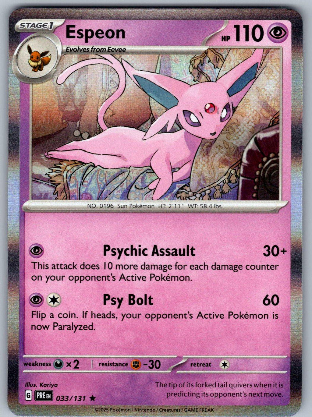 Espeon 033/131 Prismatic Evolutions Pokemon Holo