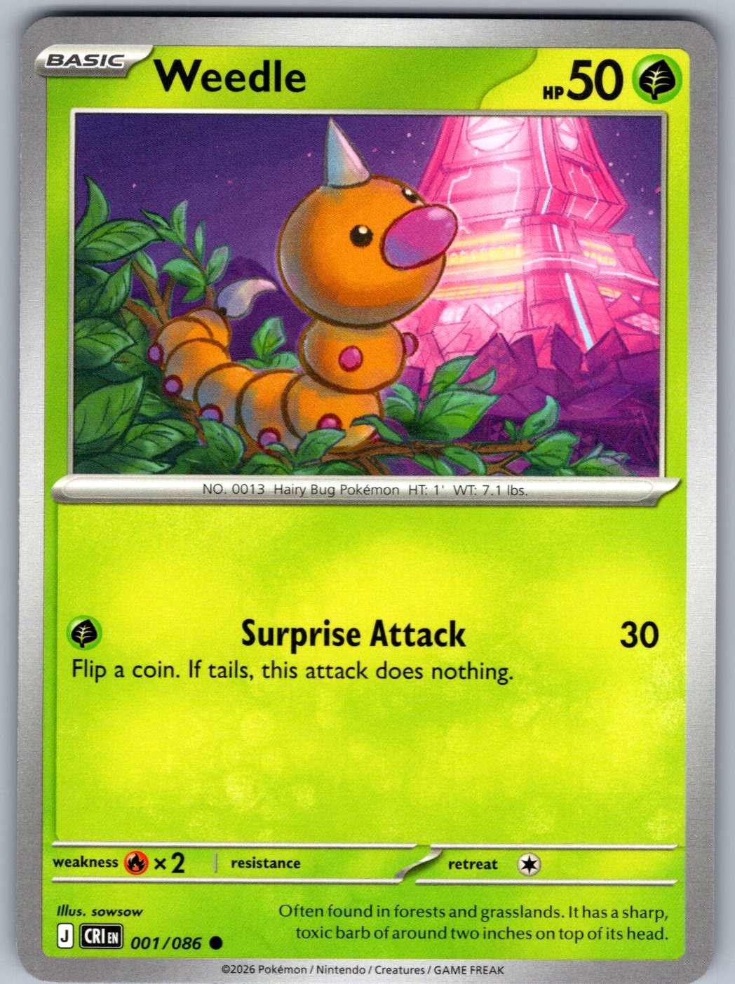 Weedle 001/086 Chaos Rising Pokemon