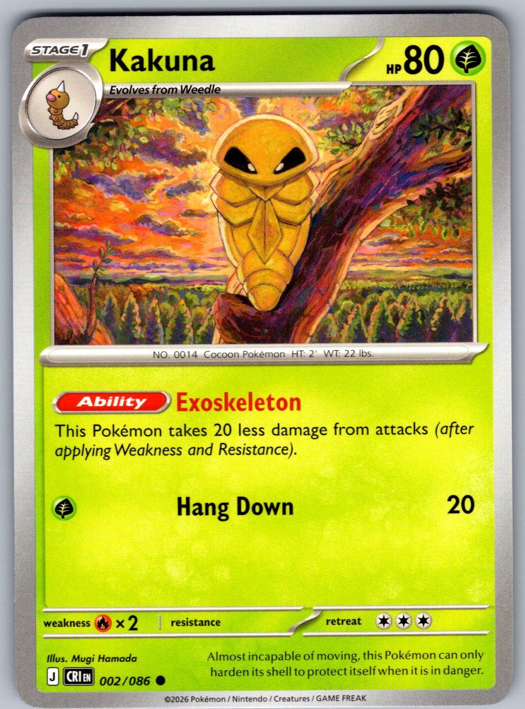 Kakuna 002/086 Chaos Rising Pokemon