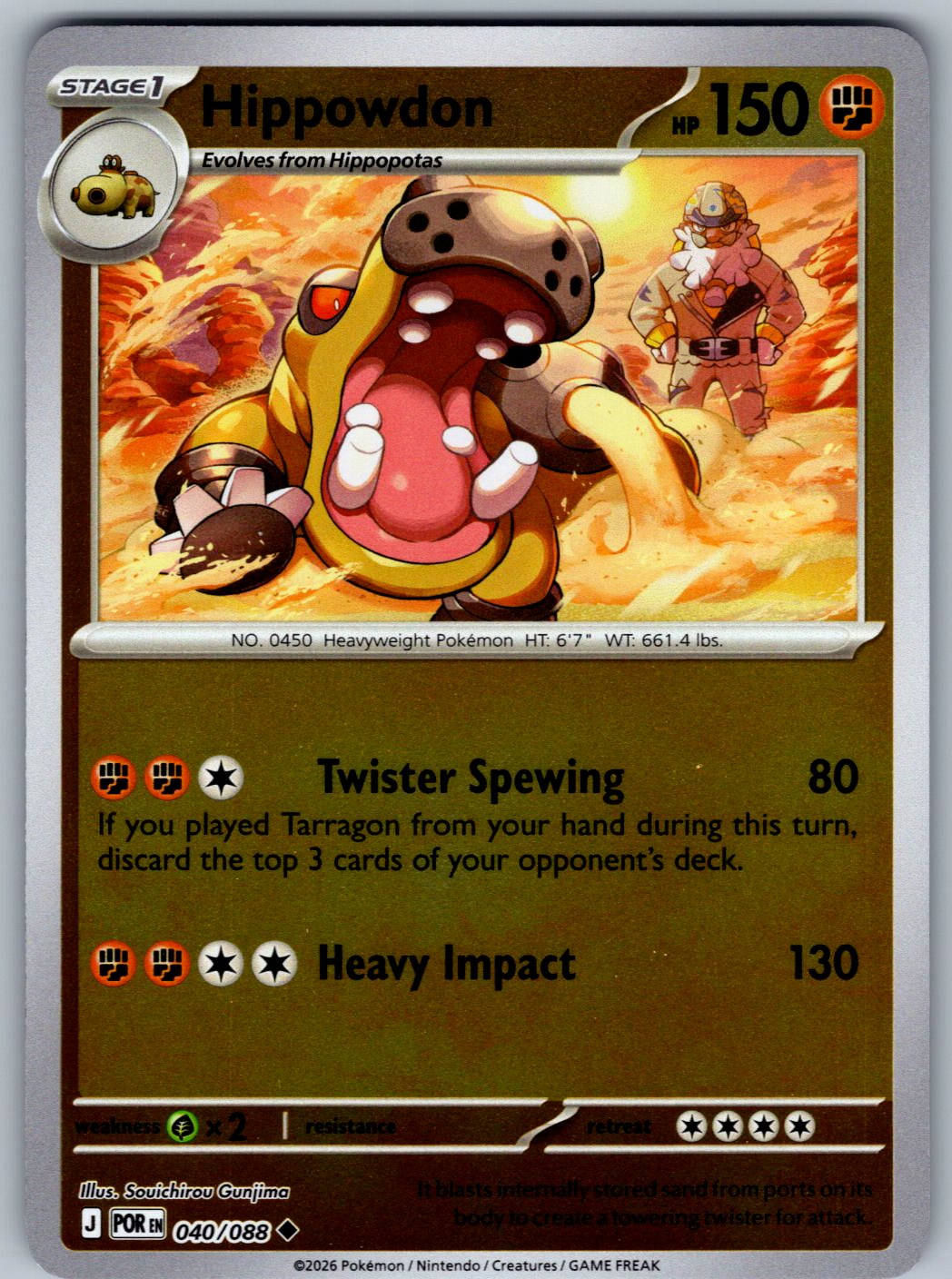 Hippowdon 040/088 Perfect Order Pokemon Reverse Holo