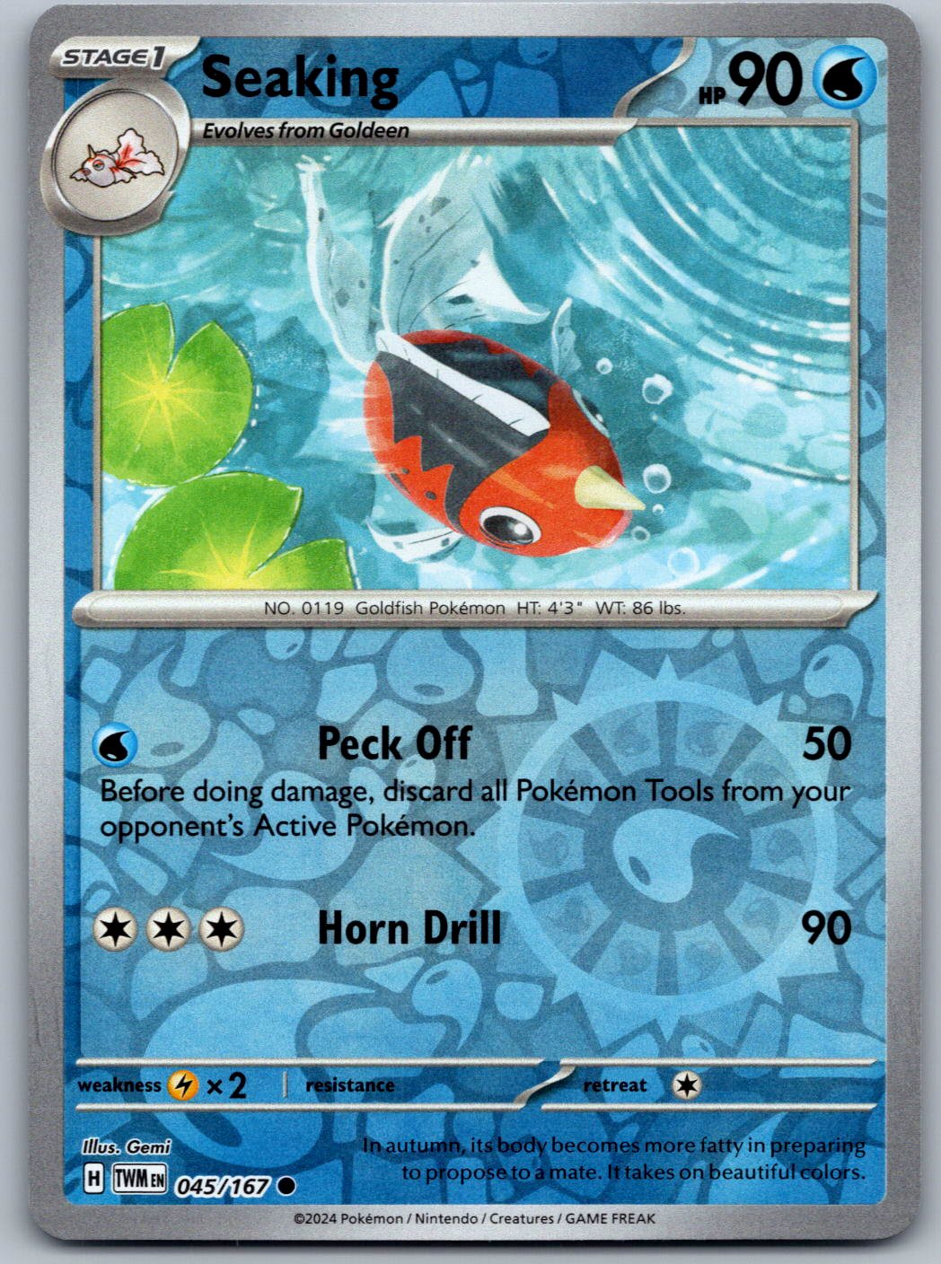 Seaking 045/167 Twilight Masquerade Pokemon Reverse Holo