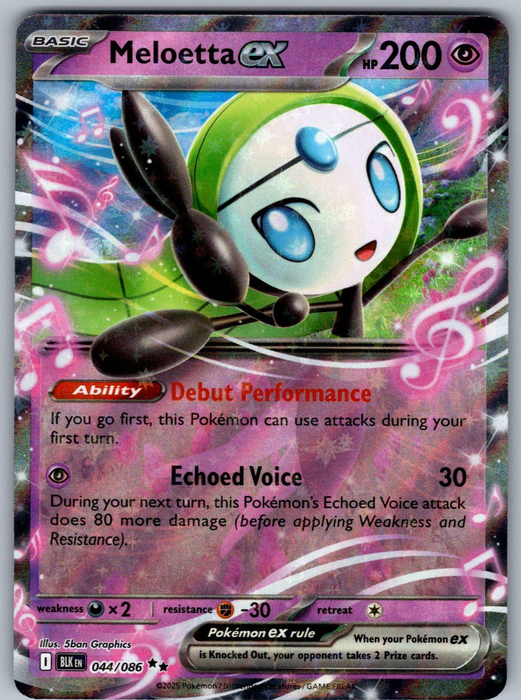 Meloetta ex 044/086 Black Bolt Pokemon Holo