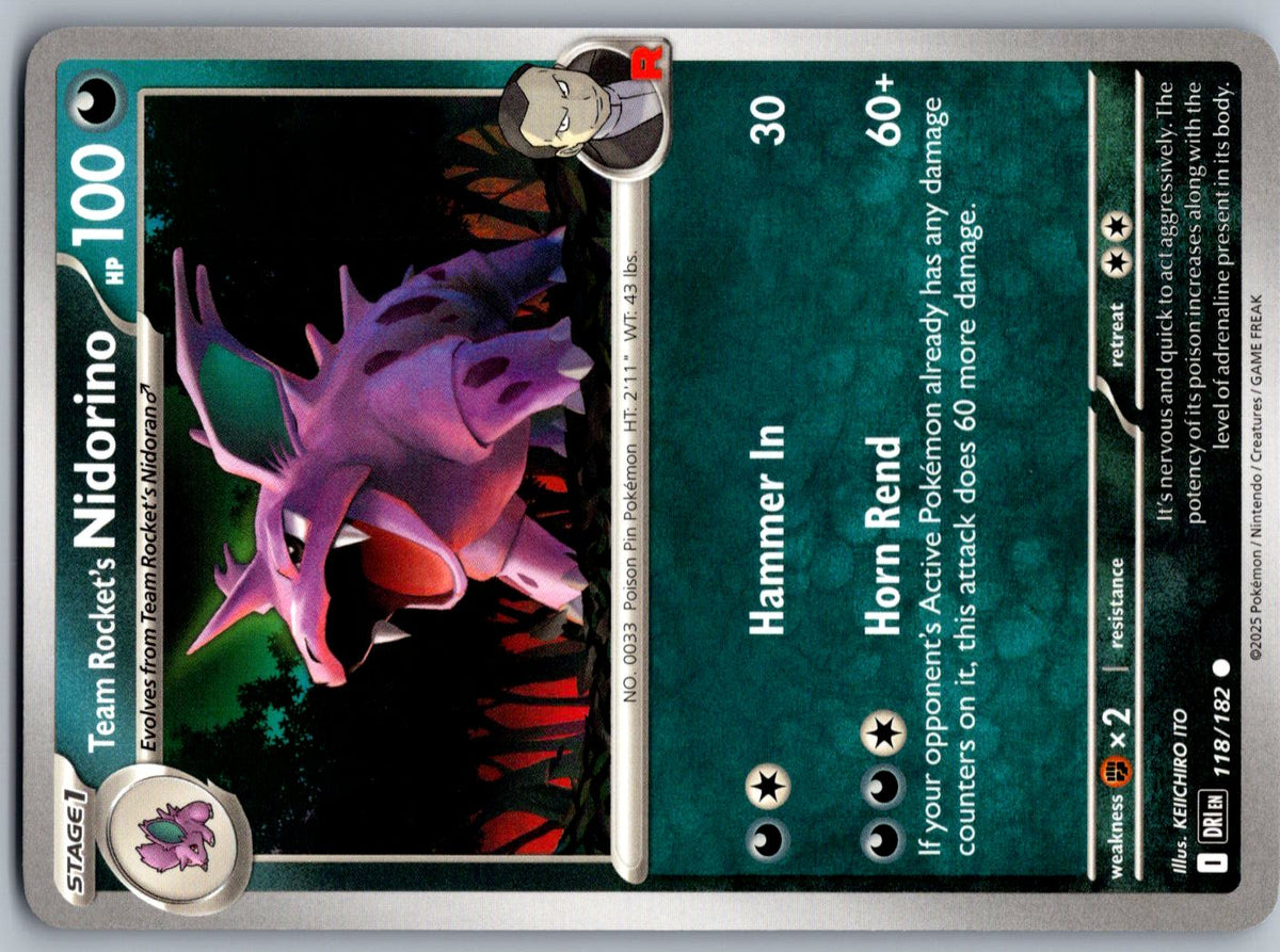 Team Rocket's Nidorino 118/182 Destined Rivals Pokemon
