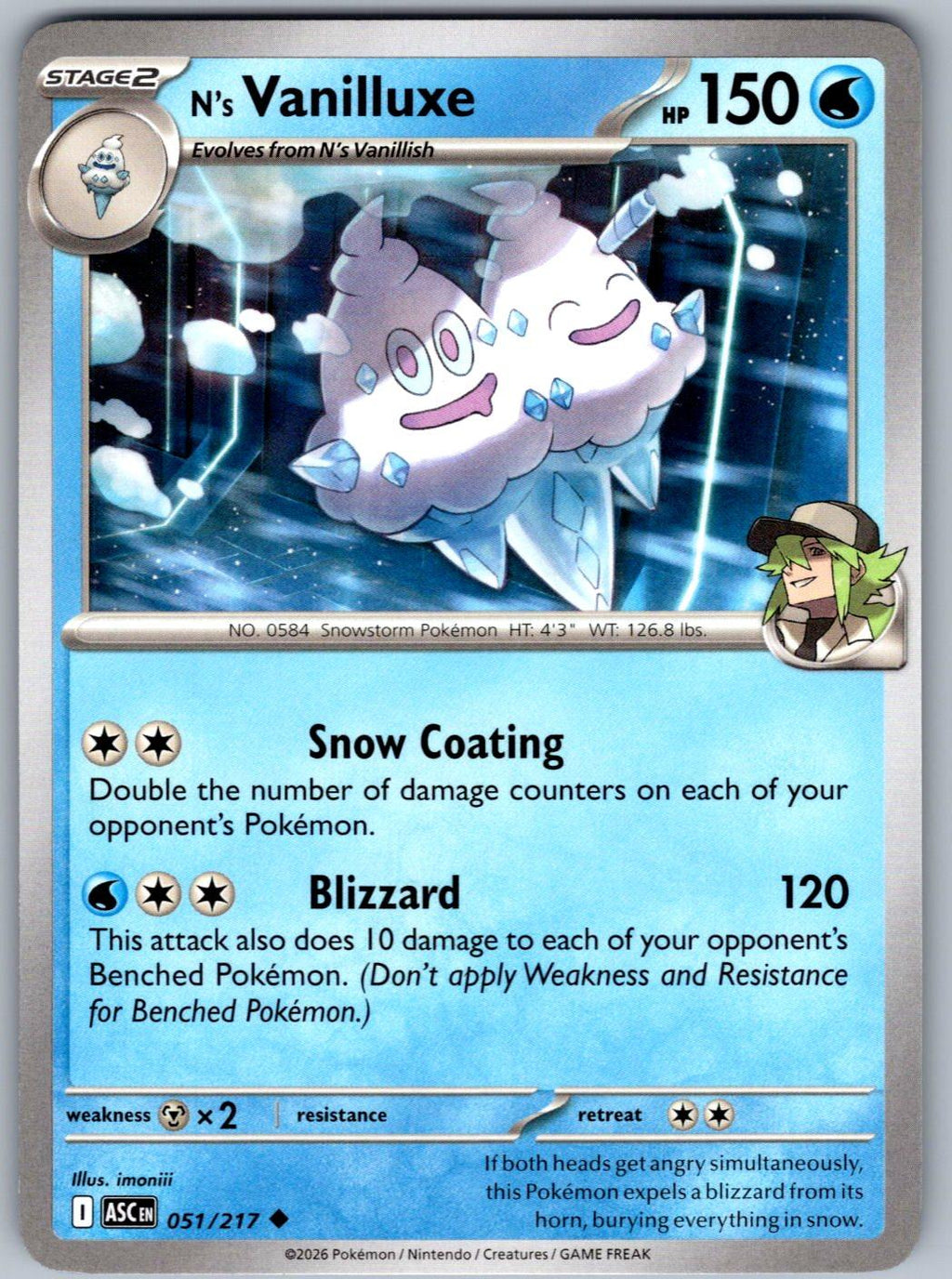 N's Vanilluxe 051/217 Ascended Heroes Pokemon