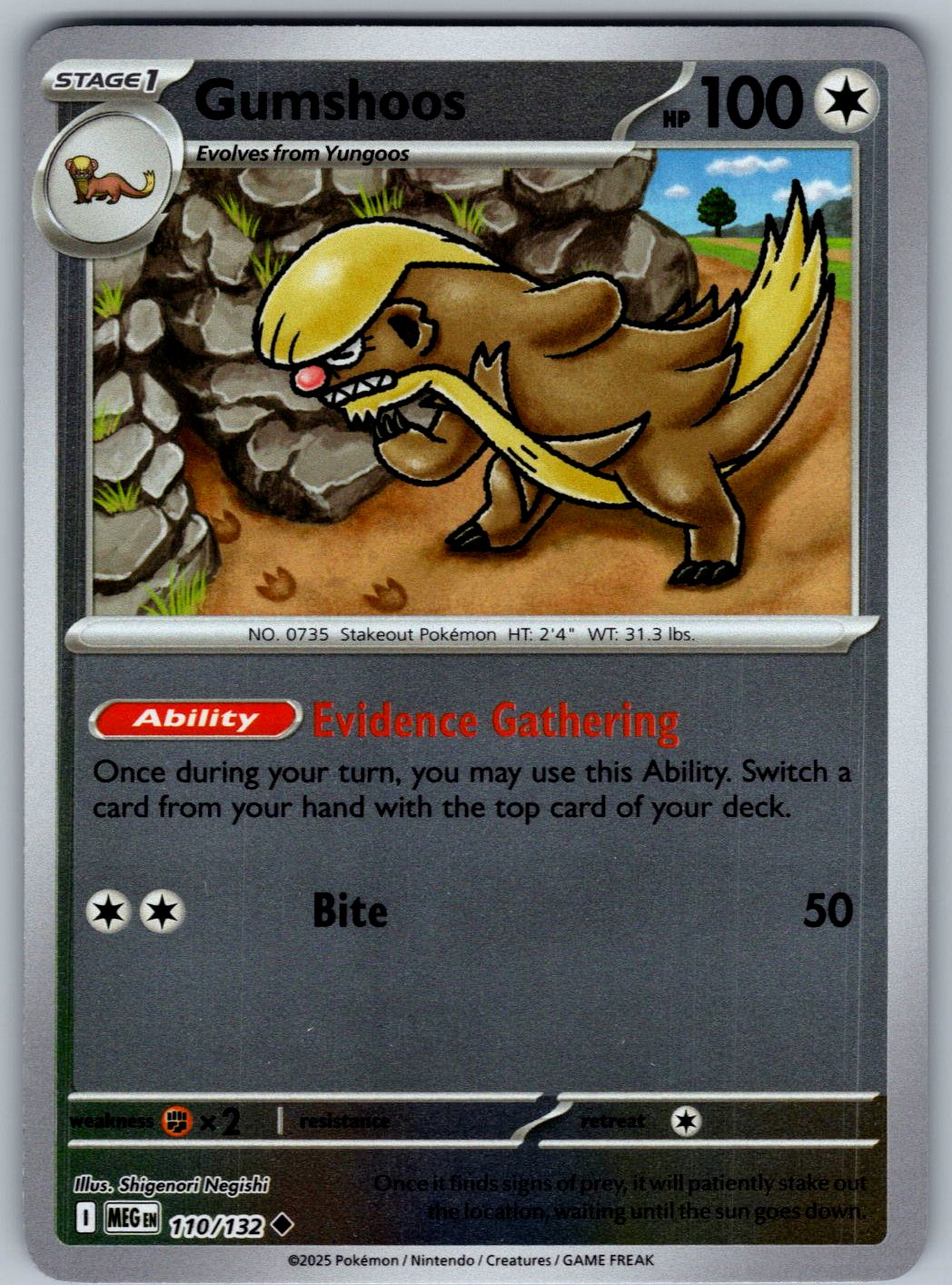 Gumshoos 110/132 Mega Evolution Pokemon Reverse Holo