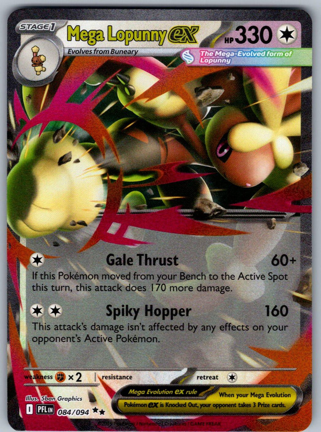 Mega Lopunny ex 084/094 Phantasmal Flames Pokemon Holo