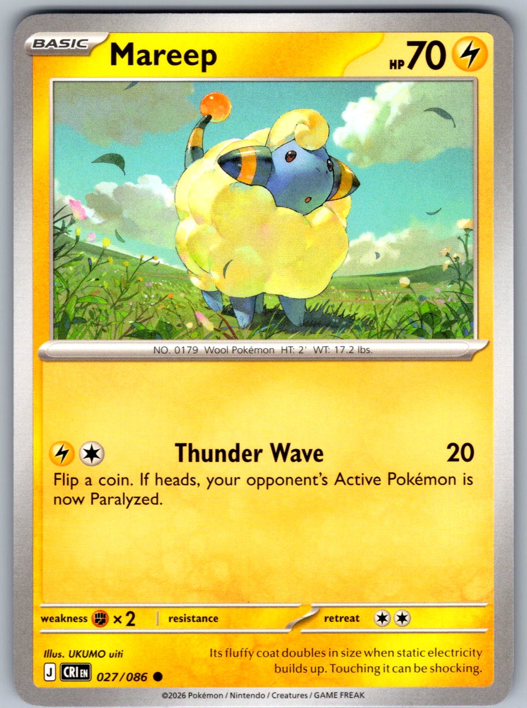 Mareep 027/086 Chaos Rising Pokemon