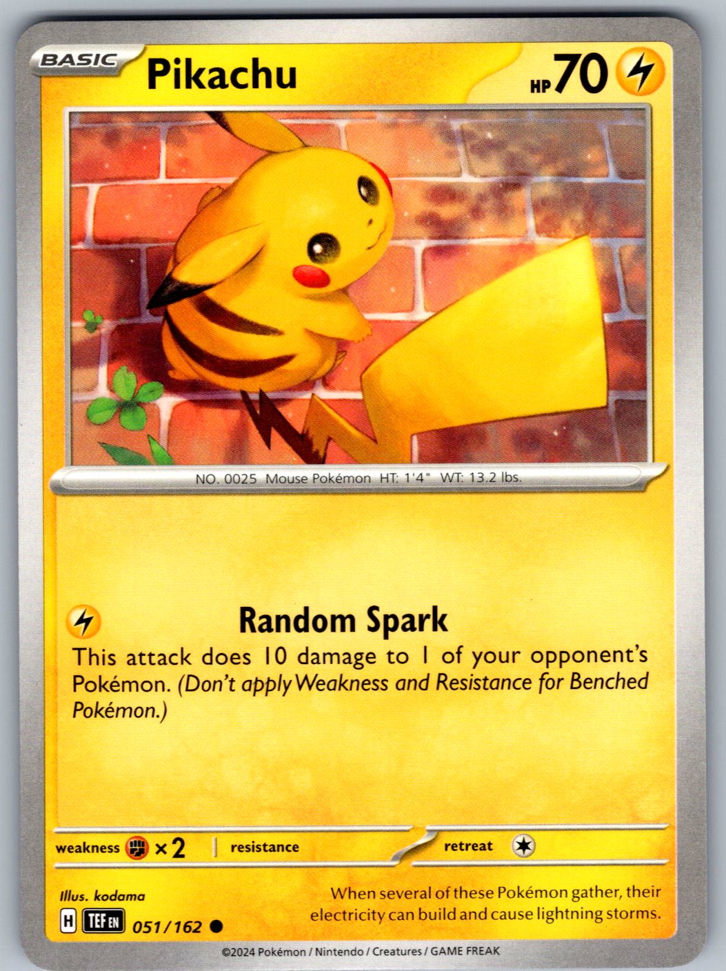 Pikachu 051/162 Temporal Forces Pokemon