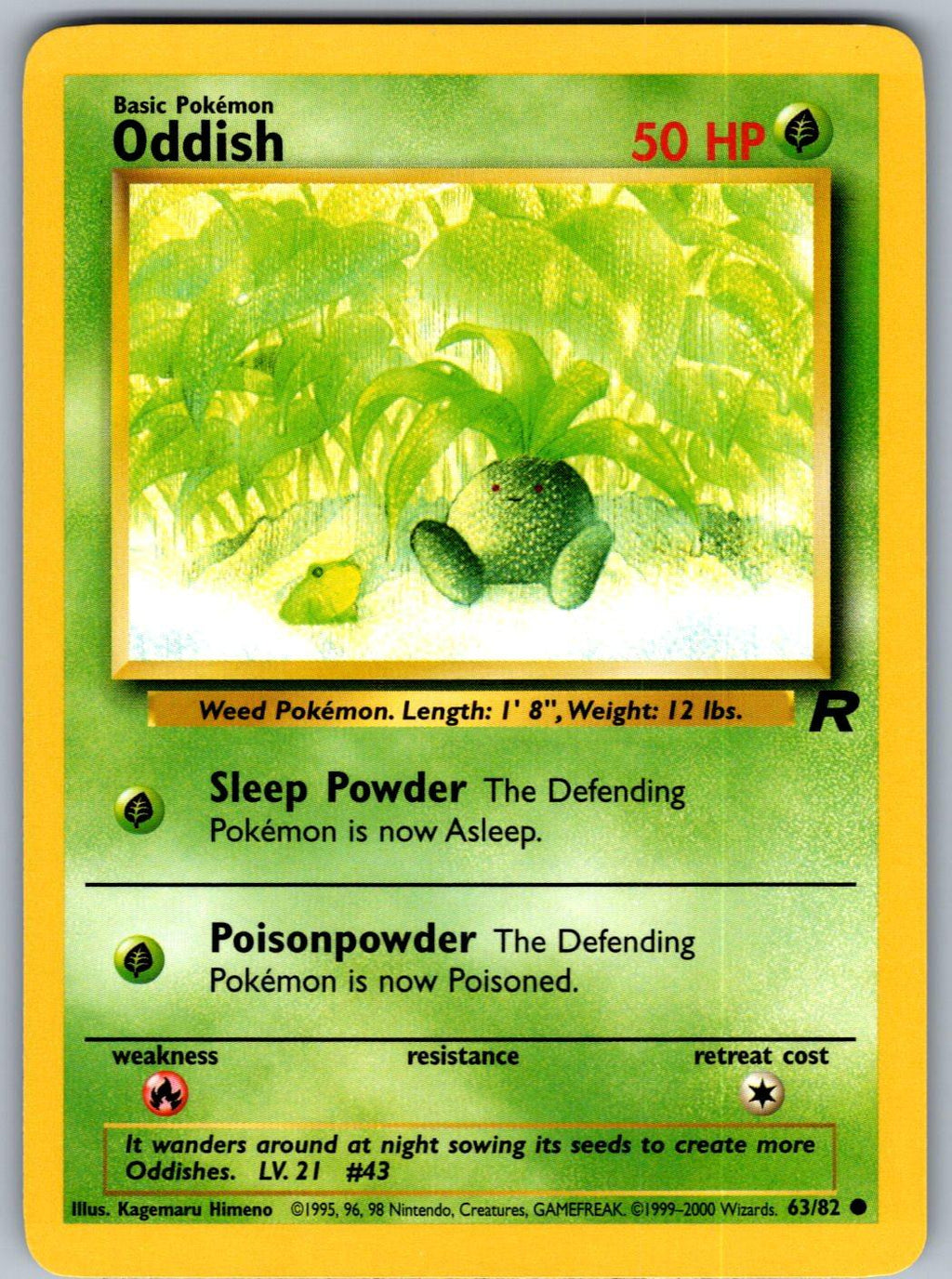 Oddish 63/82 Team Rocket Pokemon Unlimited