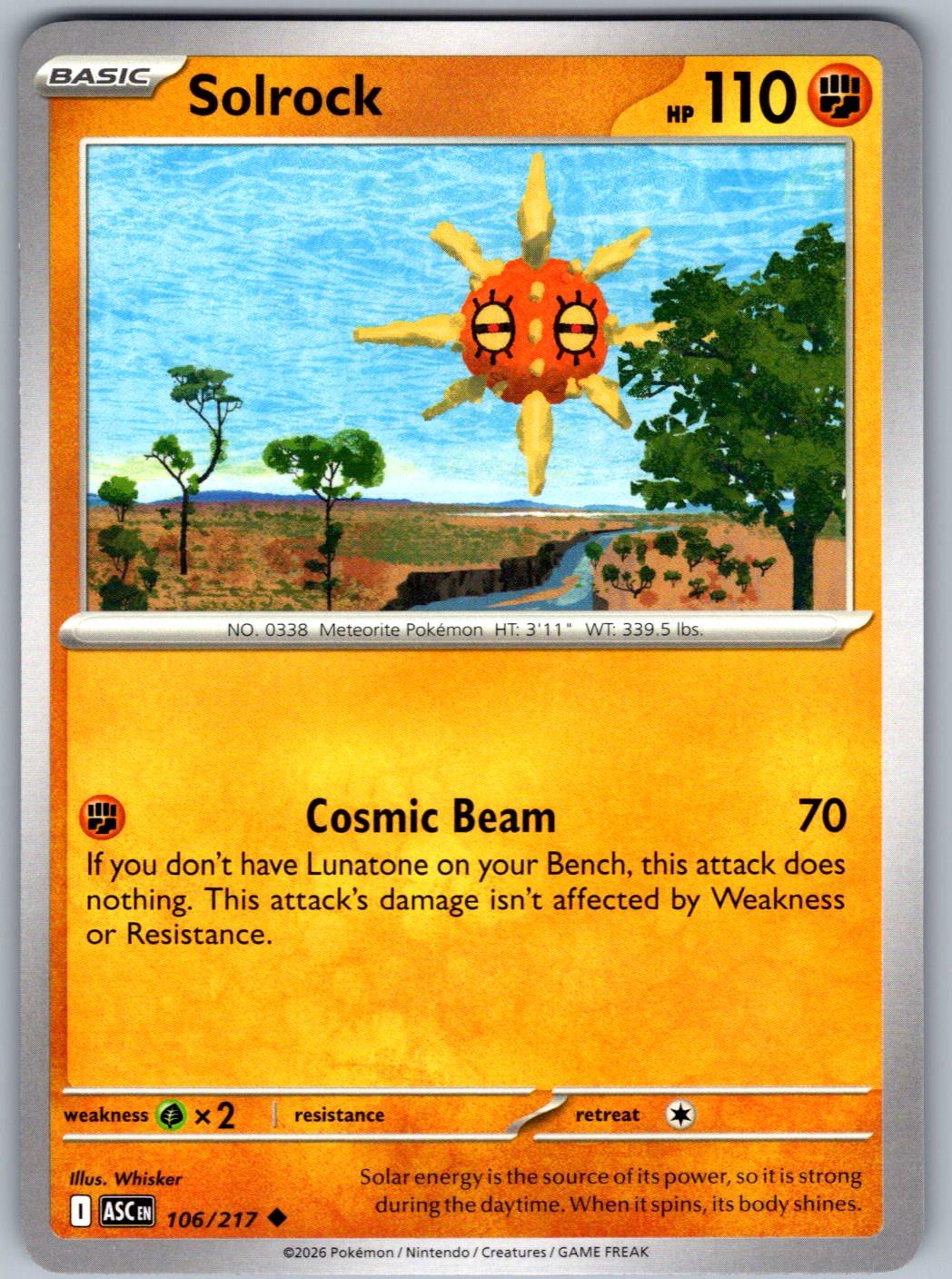 Solrock 106/217 Ascended Heroes Pokemon