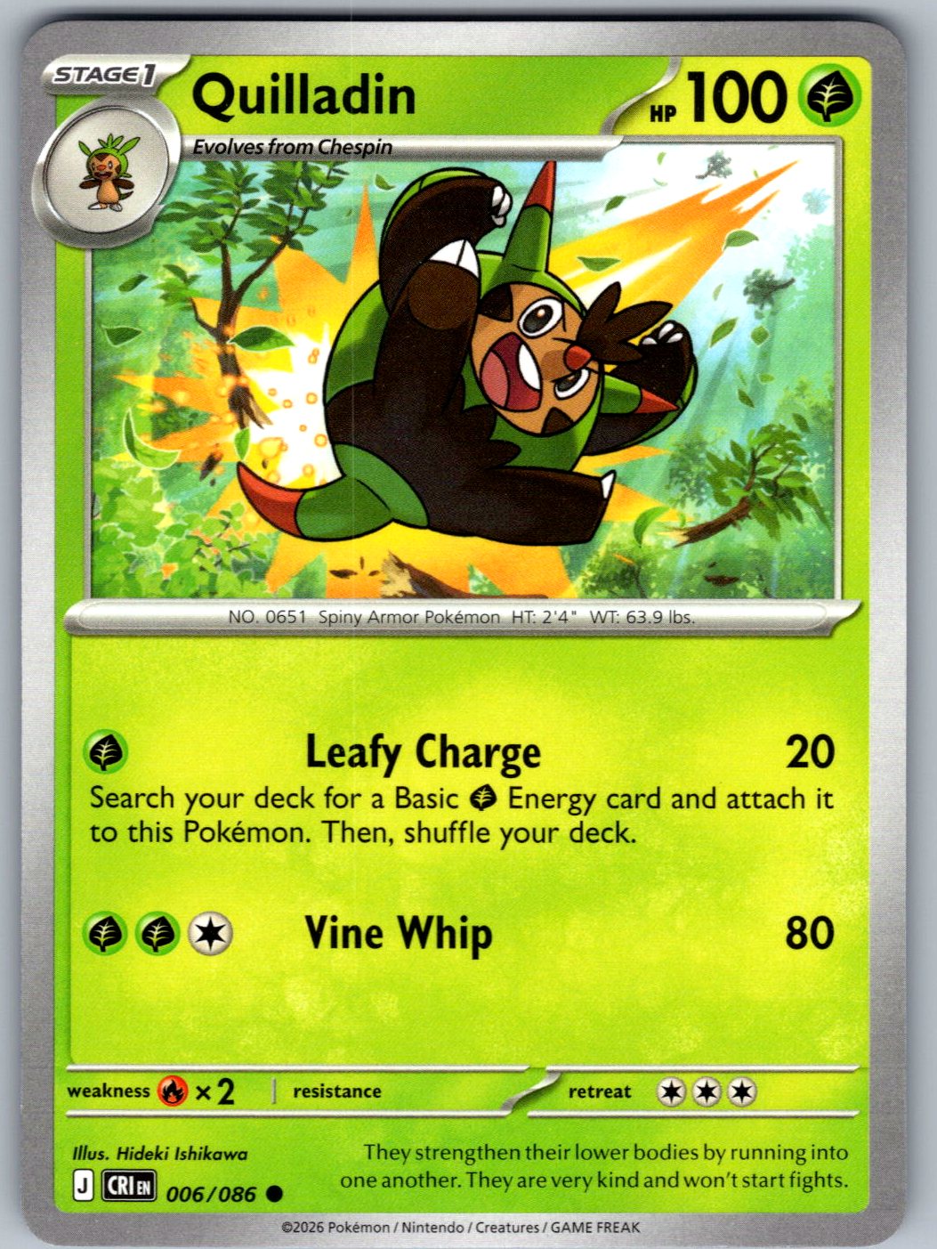 Quilladin 006/086 Chaos Rising Pokemon
