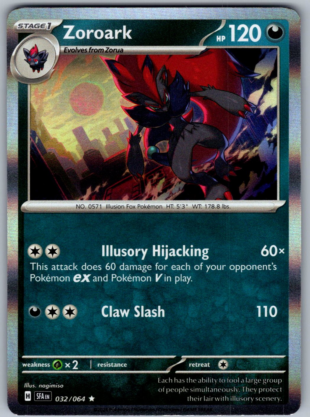 Zoroark 032/064 Shrouded Fable Pokemon Holo