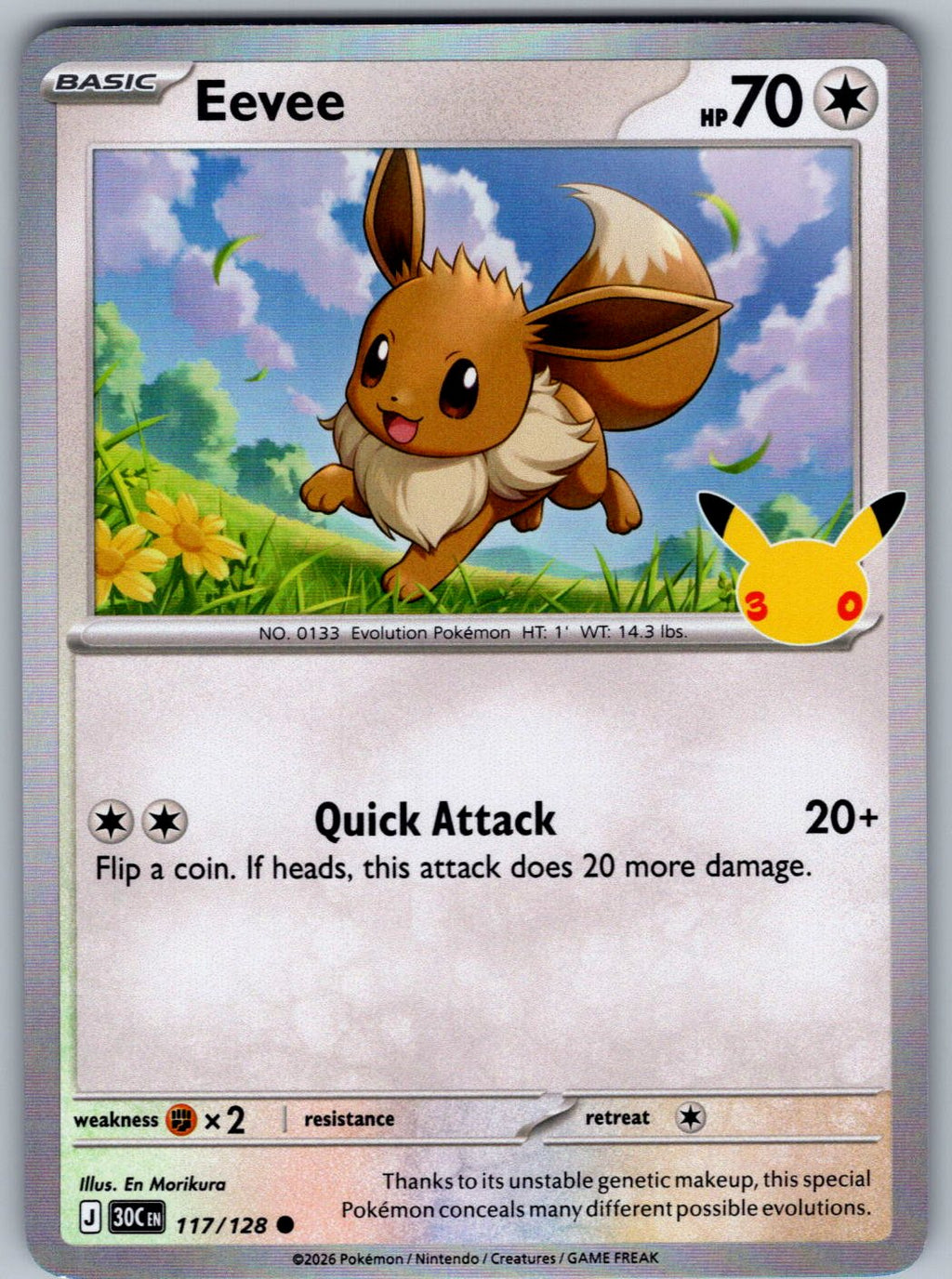 Eevee 117/128 ME: 30th Celebration Pokemon Holo