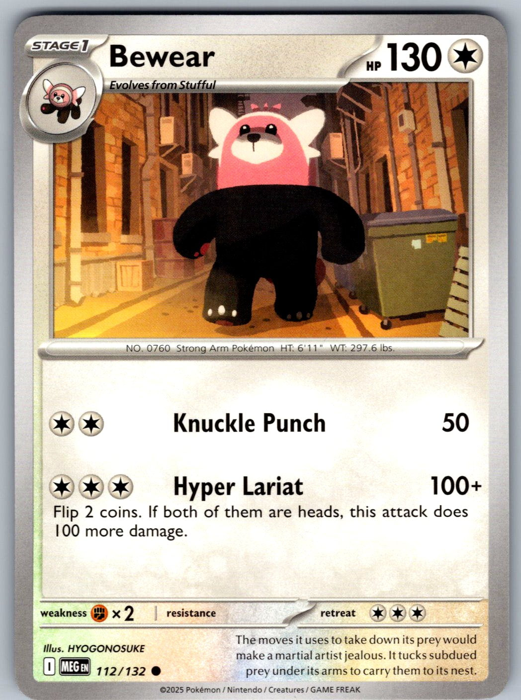 Bewear 112/132 Mega Evolution Pokemon