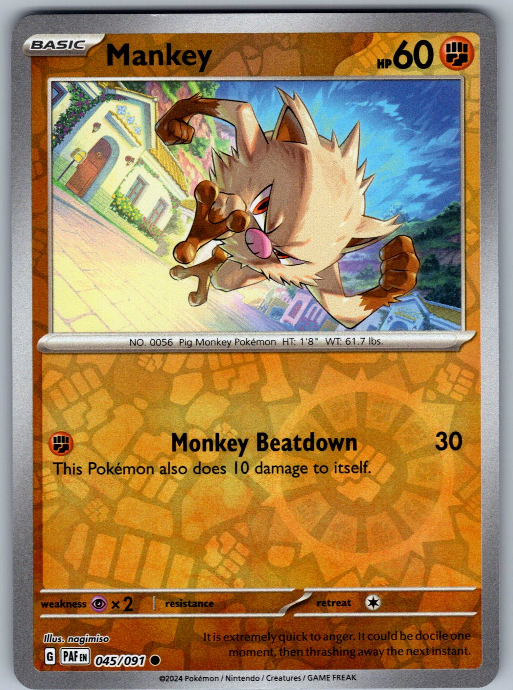 Mankey 045/091 Paldean Fates Pokemon
