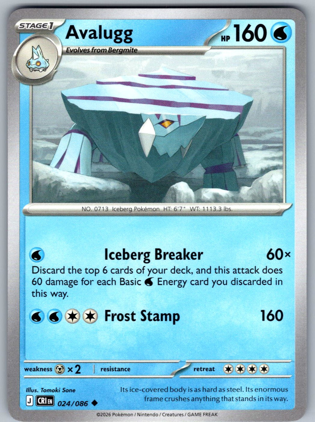 Avalugg 024/086 Chaos Rising Pokemon
