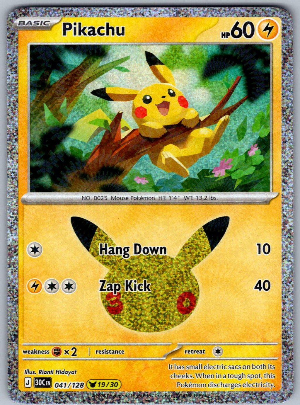 Pikachu 041/128 ME: 30th Celebration Pokemon Holo