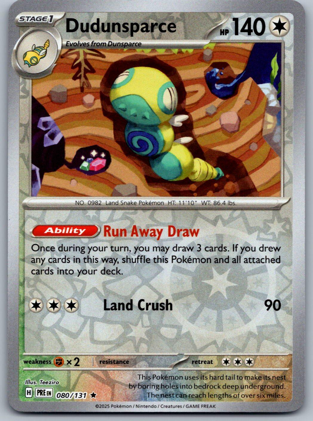 Dudunsparce 080/131 Prismatic Evolutions Pokemon Reverse Holo