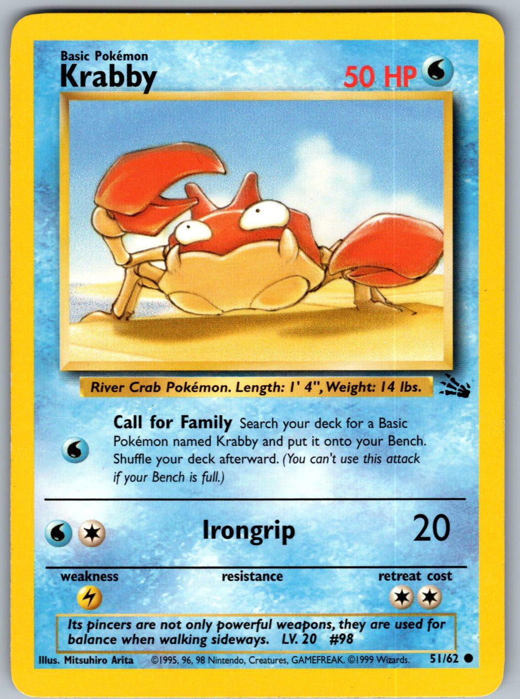 Krabby 51/62 Fossil Pokemon Unlimited